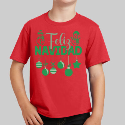 Youth  T-Shirt - Feliz Festive - Green Thumbnail